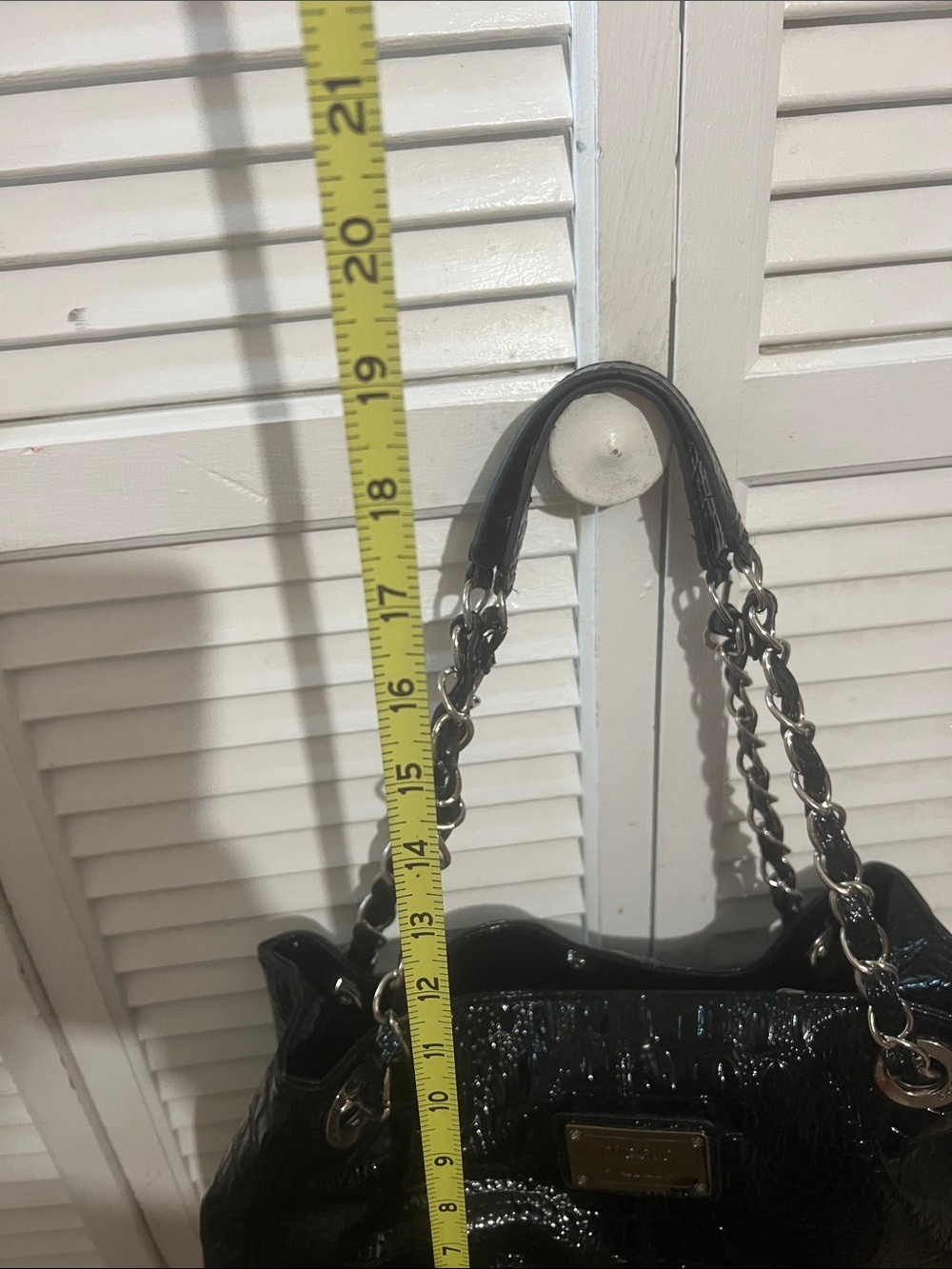 Nicole Miller Glossy Black Croc Shoulder Bag - Picture 11 of 11
